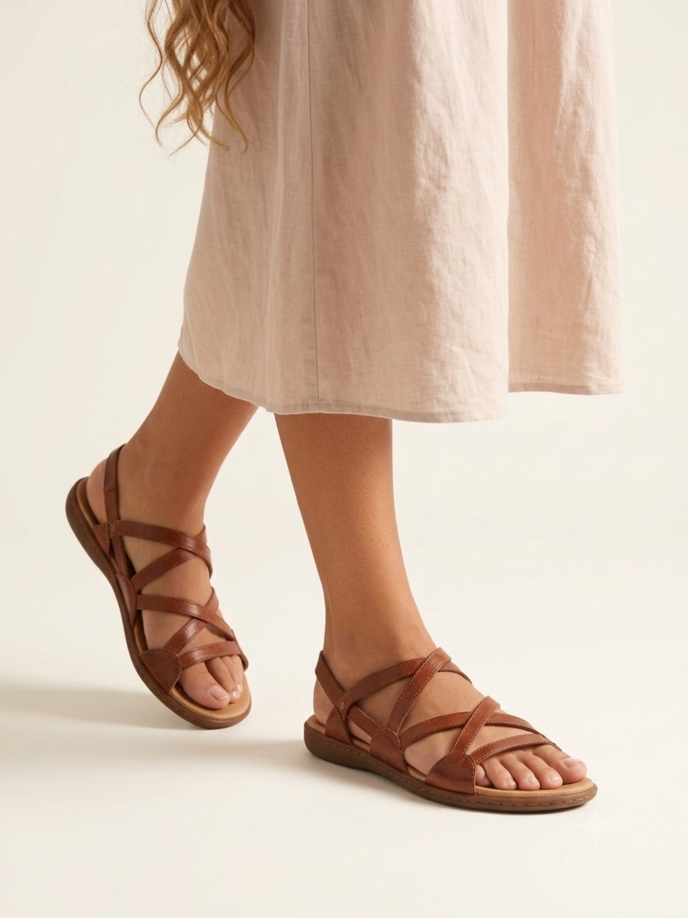 b.o.c Women's Altheda Strappy Faux Leather Slingback Sandal - Brown SZ 11